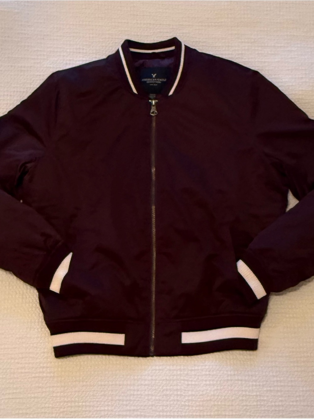 American Eagle | Burgundy Bomber Jacket | Y2K Varsity Style | Size M